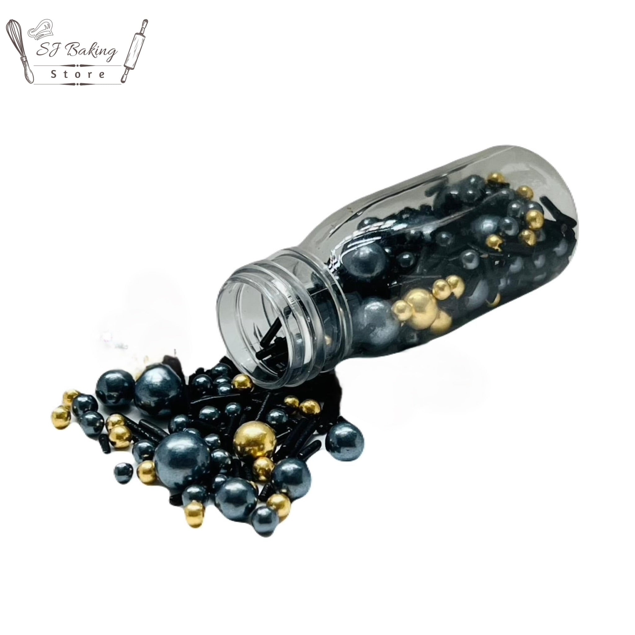 Edible Black & Golden Mix Sprinkles (25gm)