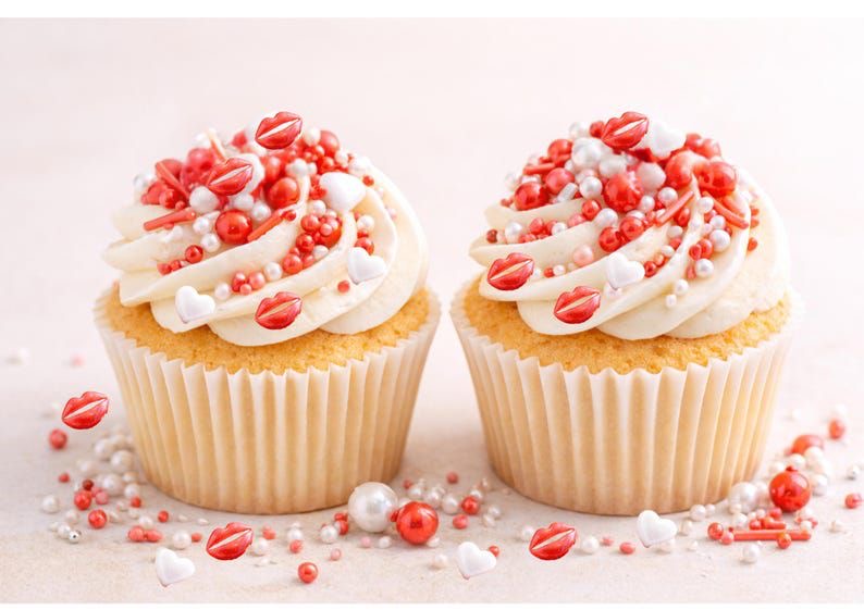 Premium Imported Edible Red & White Sprinkles Mix - Shiny & Elegant Touch (25gm)