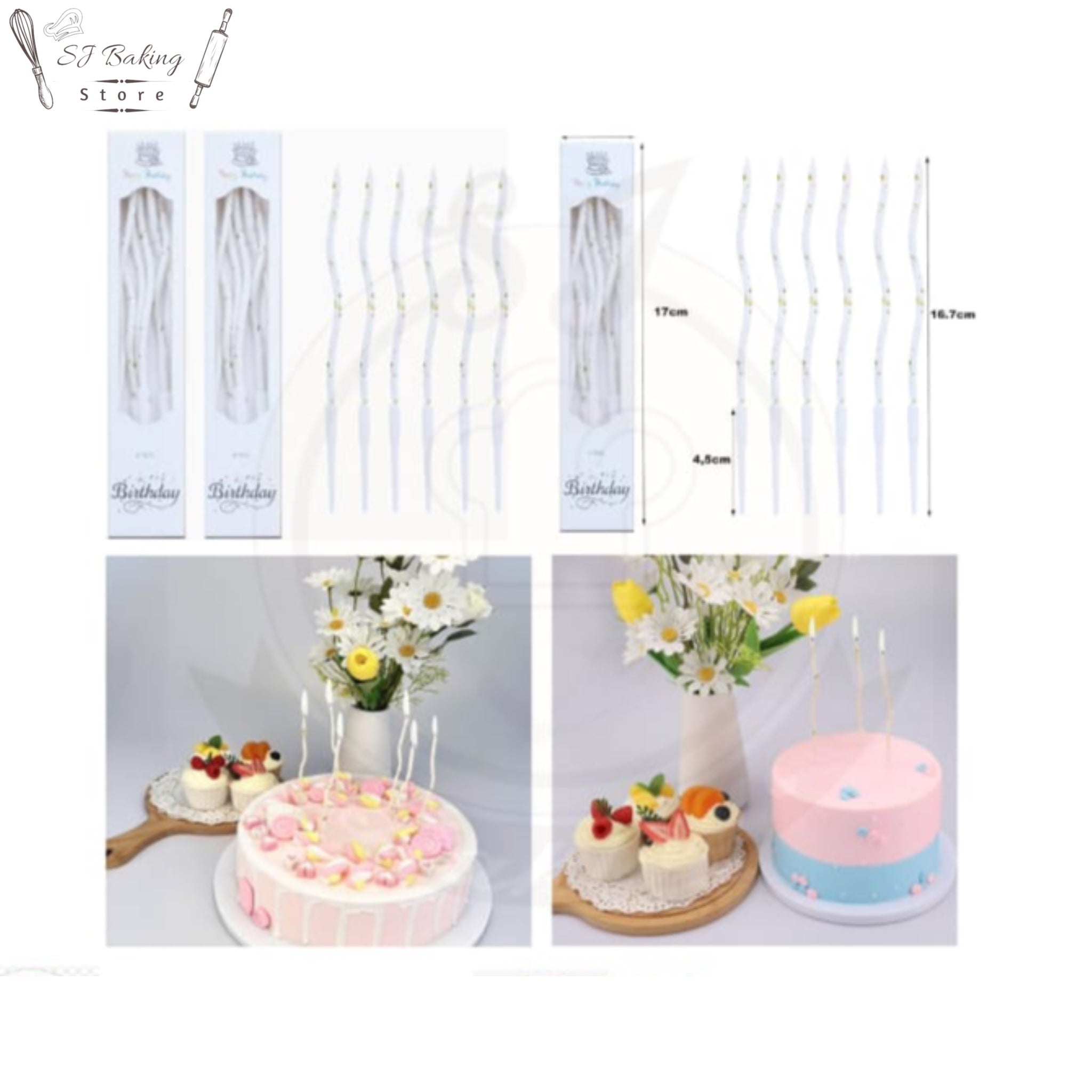 White Curve Birthday Candles For Cake Decoration