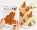 3D Golden & Red Butterflies For Cake Decoration (12Pcs)