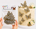 3D Golden & Grey Butterflies For Cake Decoration (12Pcs)