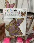 3D Purple  & Gold  Butterflies Pack of 12Pcs