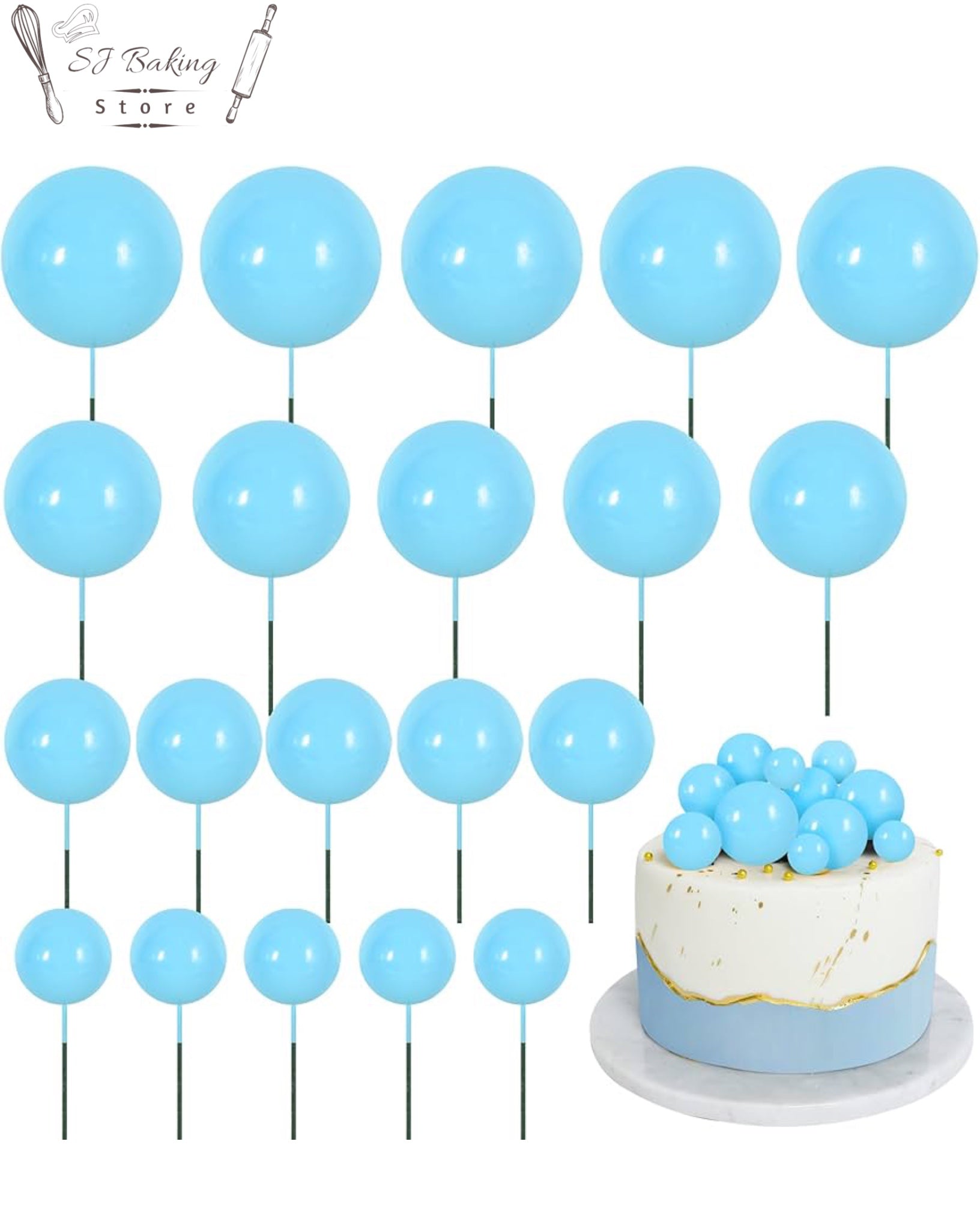 Sky Blue Color Faux Balls