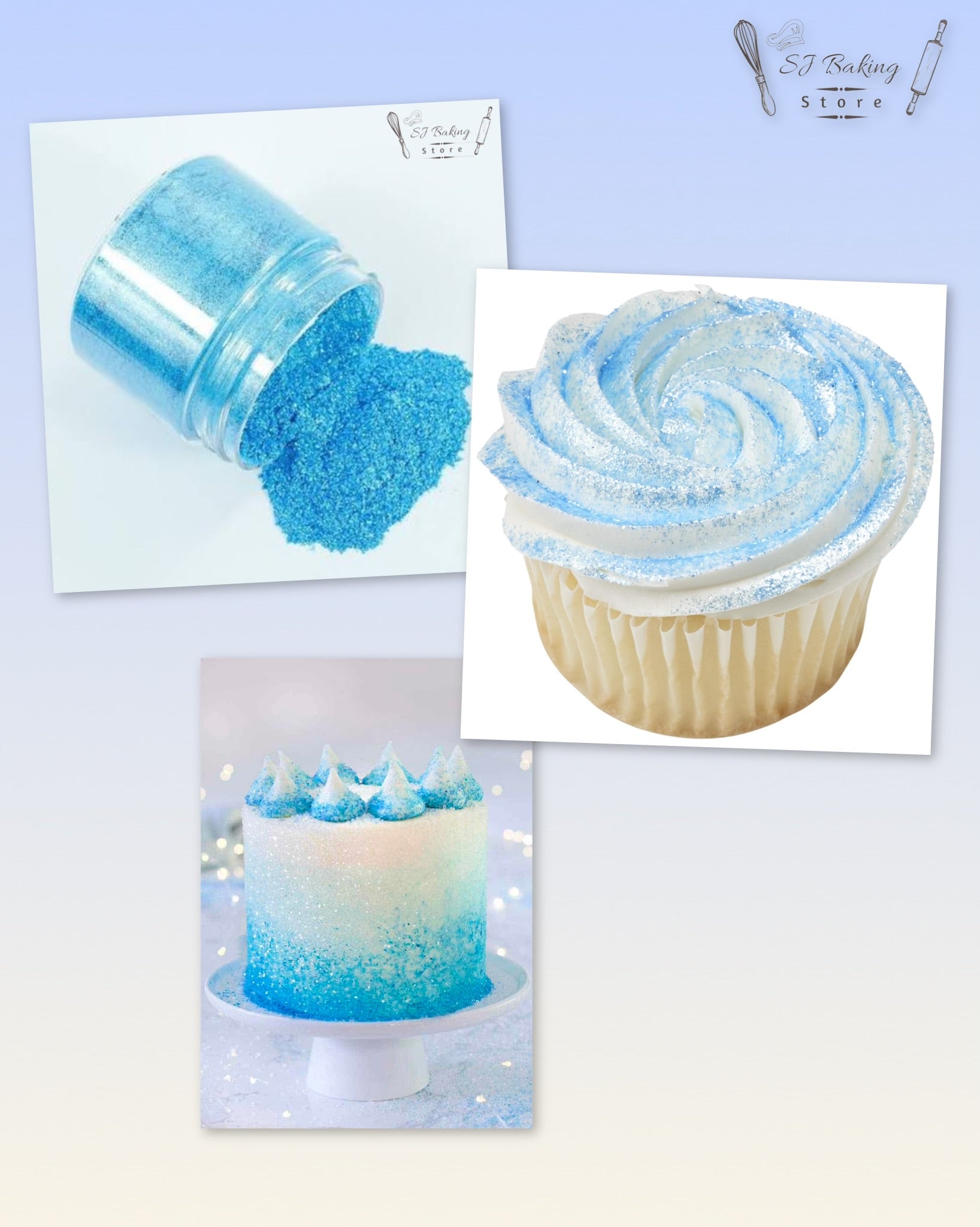 Edible Blue Gliter For Cake Decoration