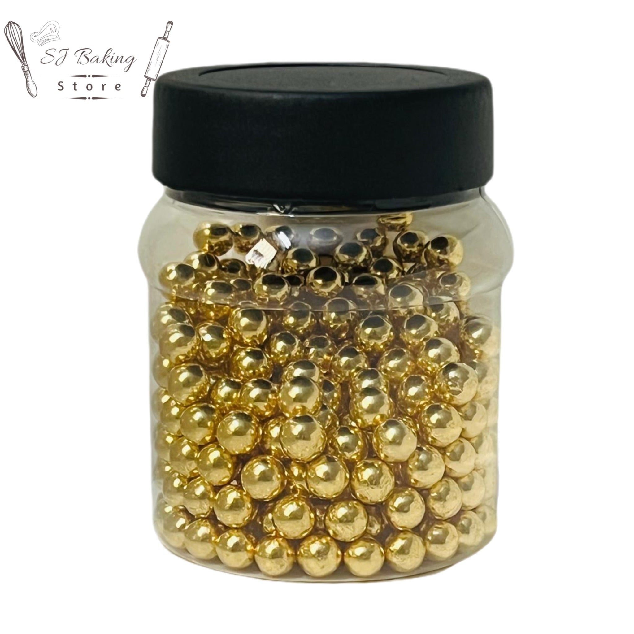 7MM Edible Golden Super Shine Pearls (100gm)