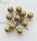 Faux Balls Golden Glitter Topper