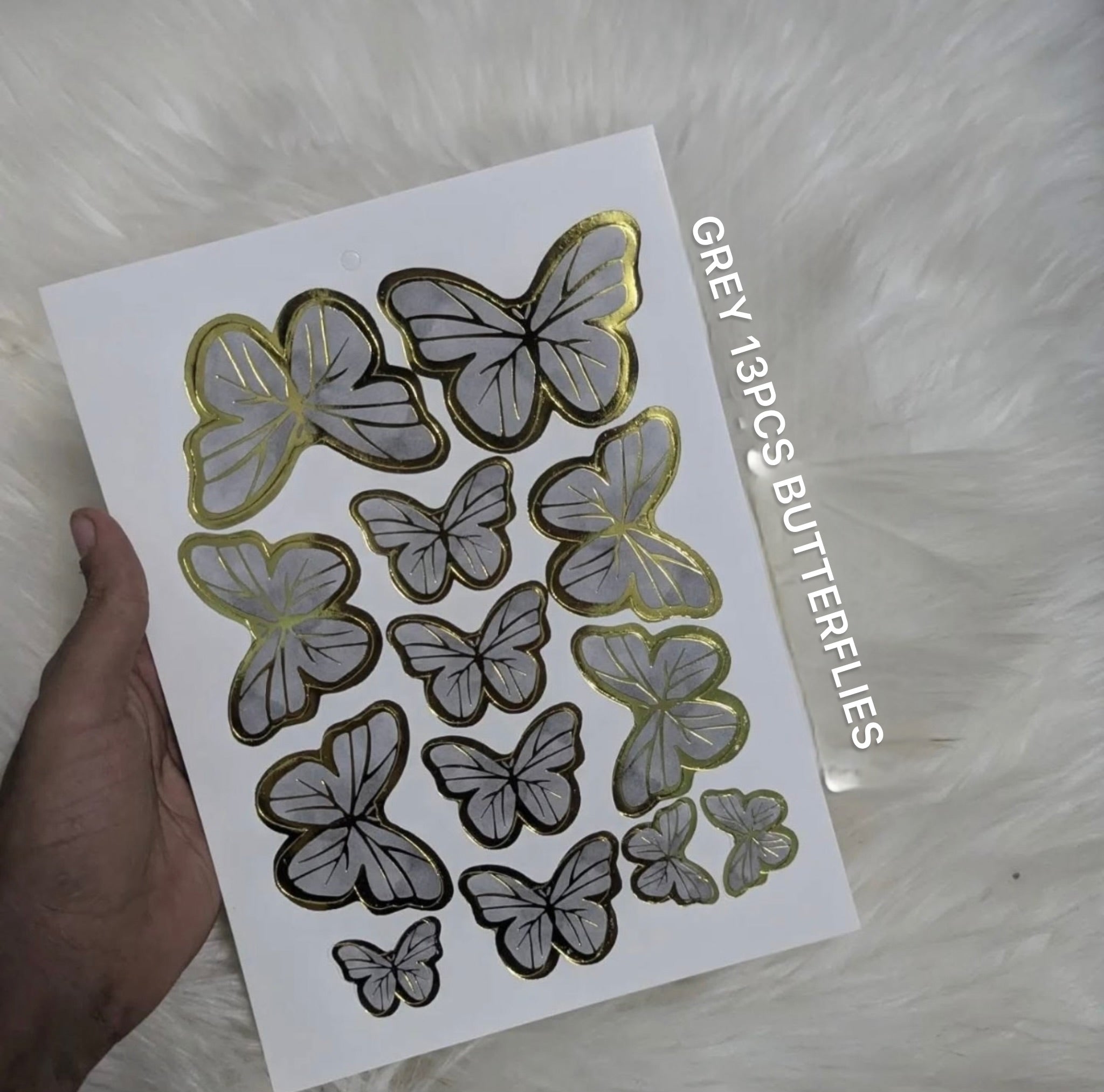 3D Gray Butterflies Pack of 13Pcs