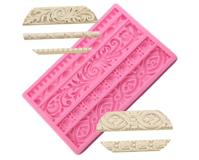 DIY Baroque Scroll Relief Cake Border Fondant Silicone Mold