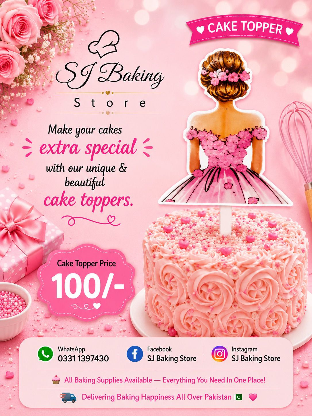 Girl Cake Topper (Design 4)
