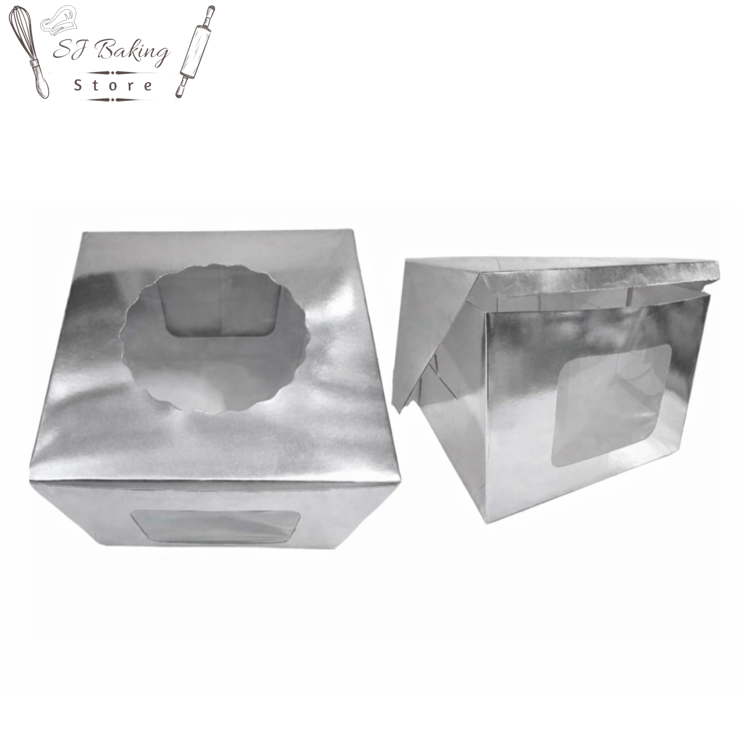 10*10*8 Silver Window Cake Box