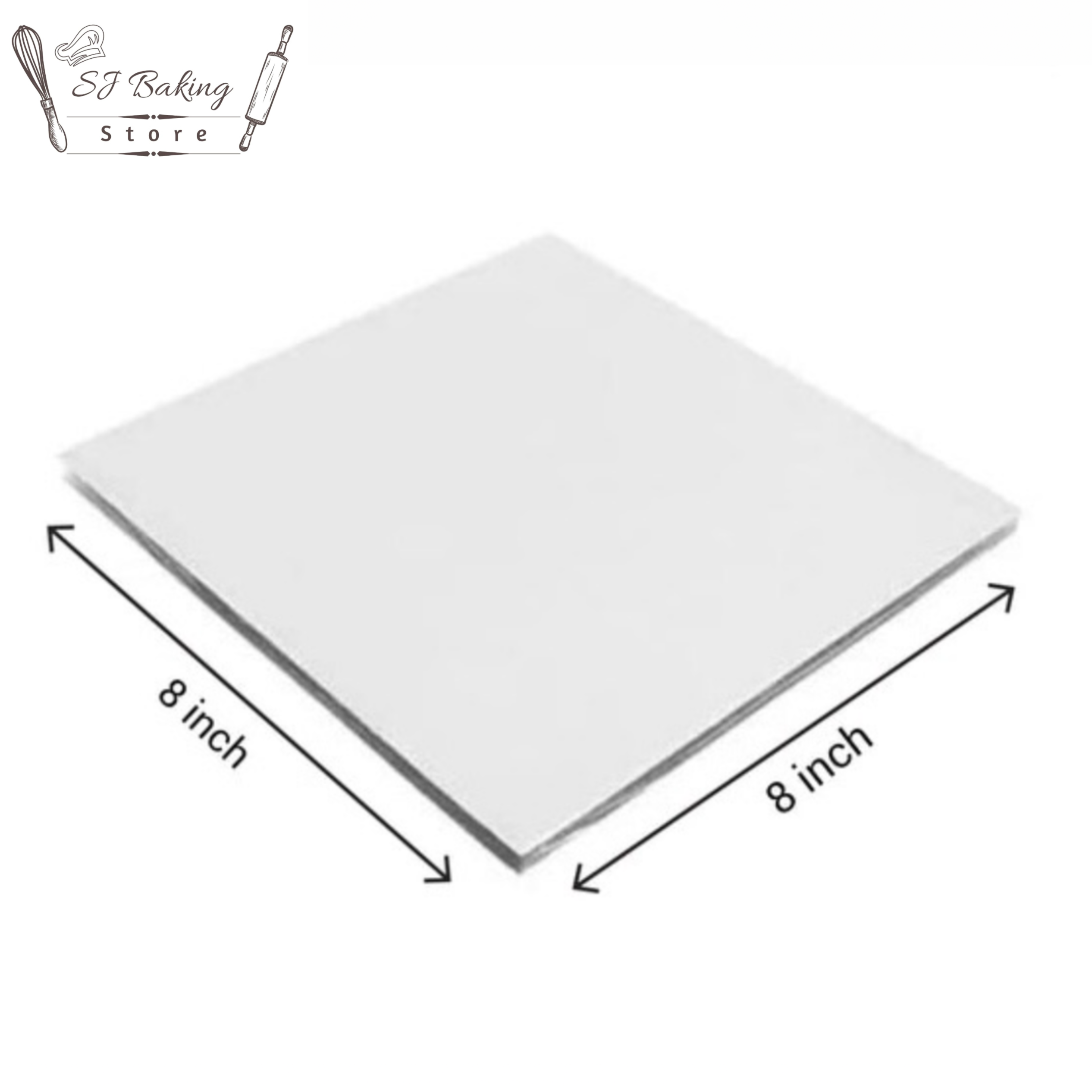 8 Inch White Sqaure Cake Base