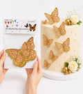 3D Golden & Peach Butterflies For Cake Decoration (12Pcs)