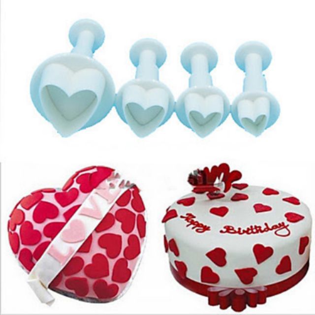 4pcs Heart Plunger Cutter