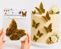 3D Golden & Black Butterflies For Cake Decoration (12Pcs)