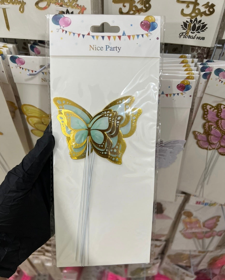 3D Green & Gold  Butterflies Pack of 6Pcs
