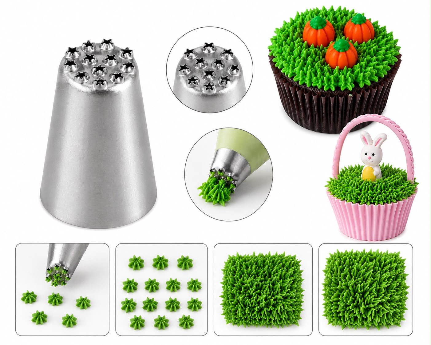Stainless Steel Grass Icing Nozzle