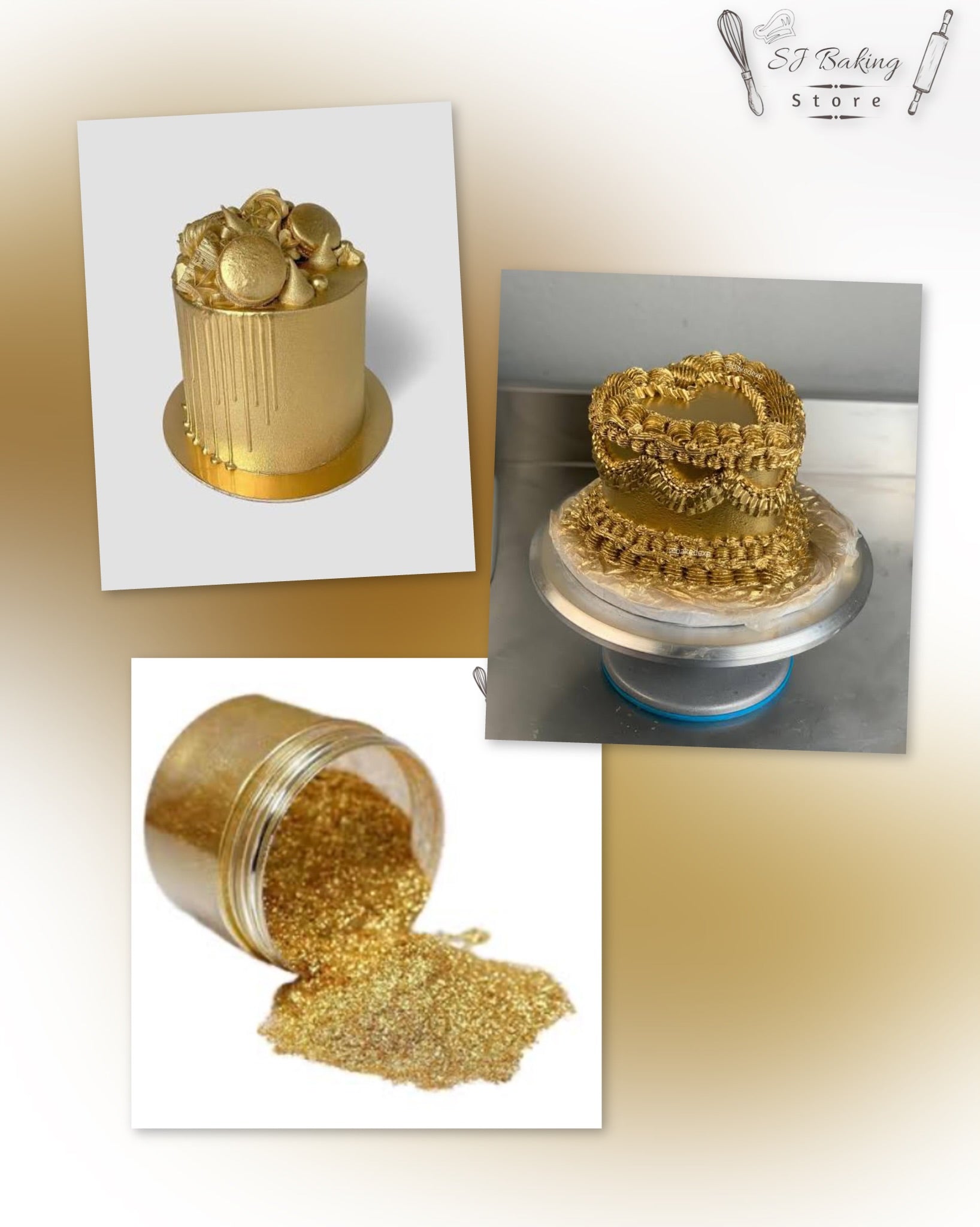Edible Golden Gliter For Cake Decoration