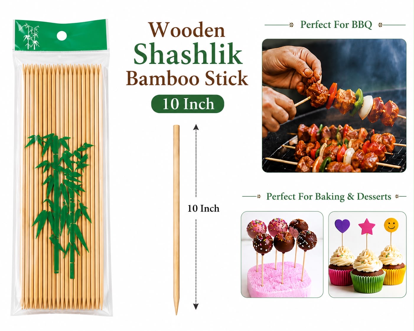 Wooden Shashlik Bamboo (10 inch)