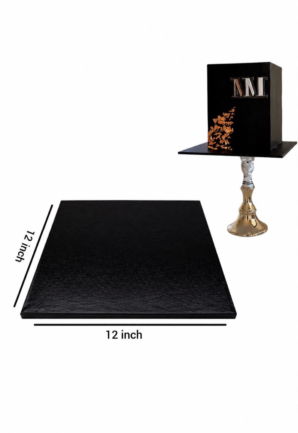 12inch Black Square Normal Cake Base