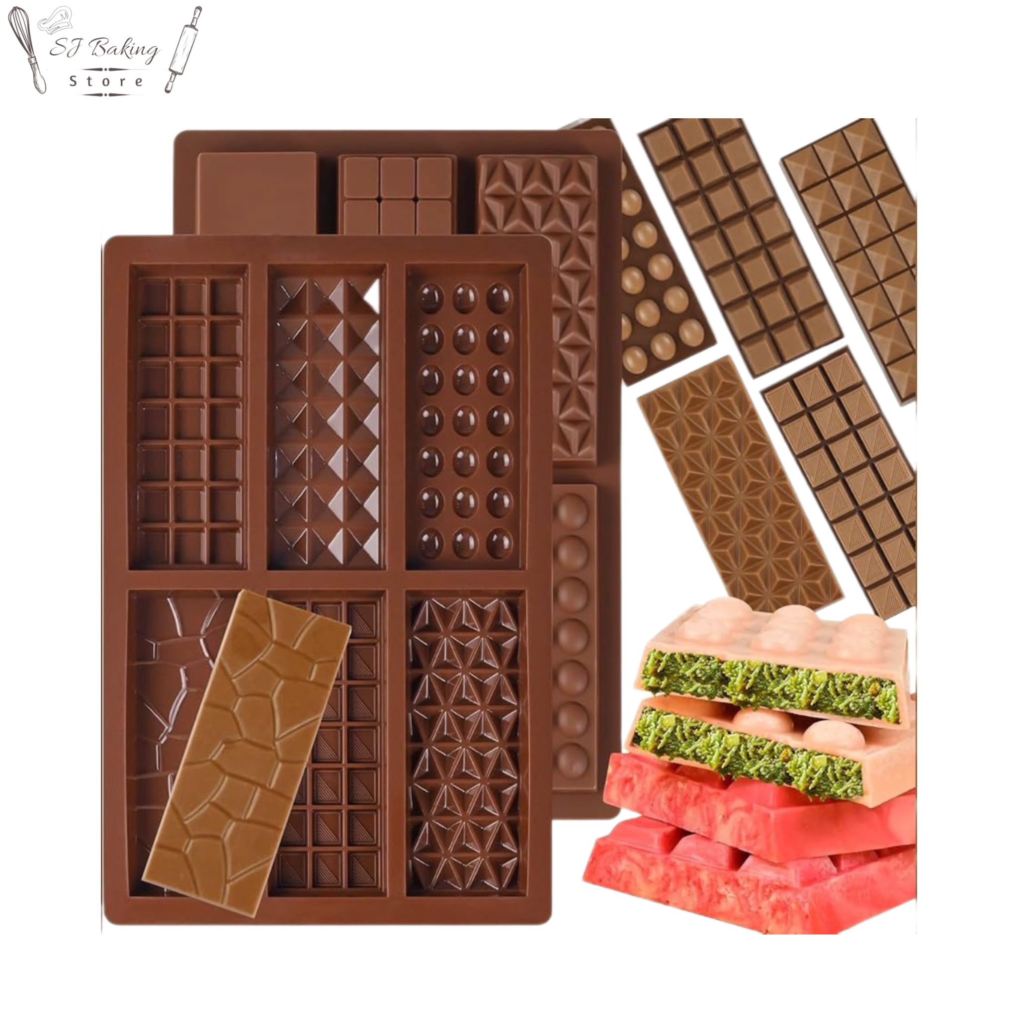 6 Cavity Chocolate Bars Silicone Mold