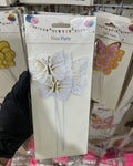 3D White & Gold Wire Butterflies Pack of 6Pcs
