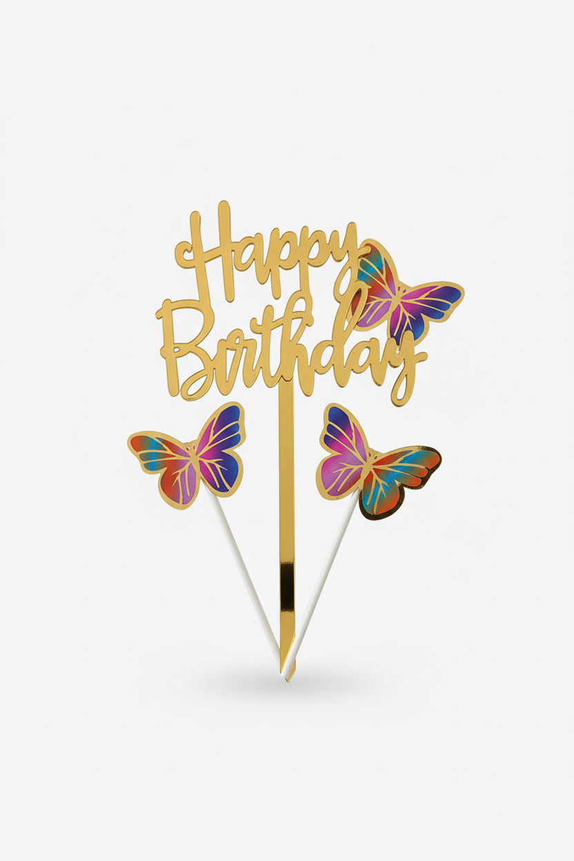Happy Birthday Cake topper With Multi Butterfly