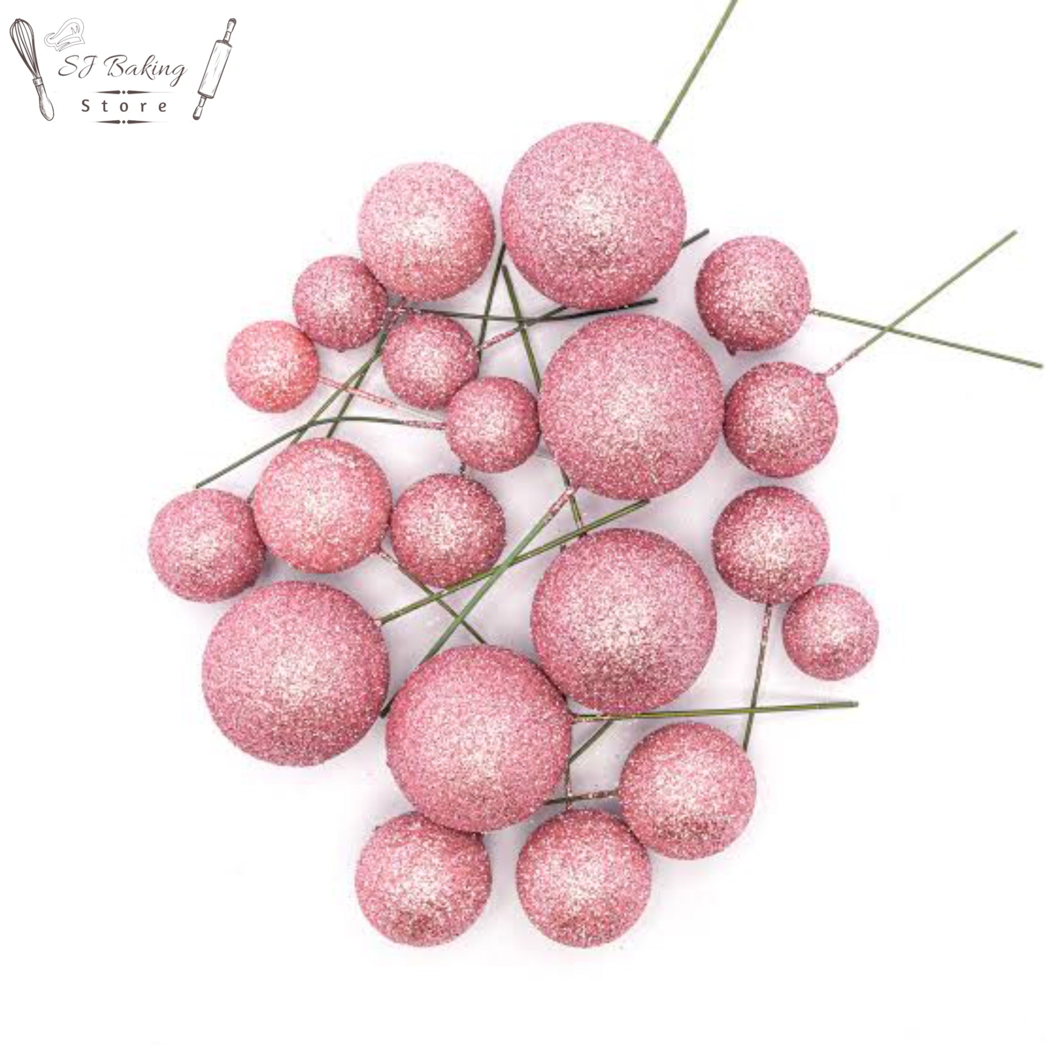 Faux Balls Pink Glitter Topper