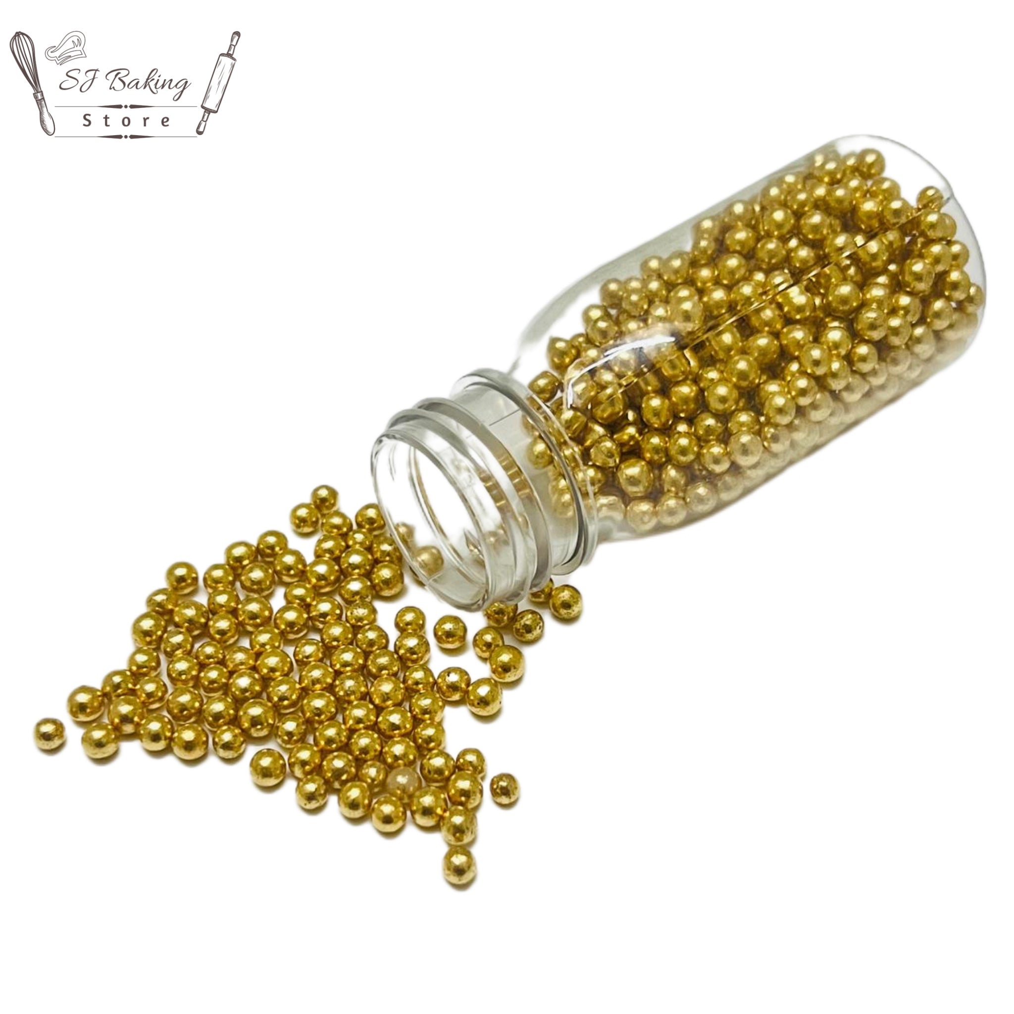 4mm Edible Golden Pearls (25gm)
