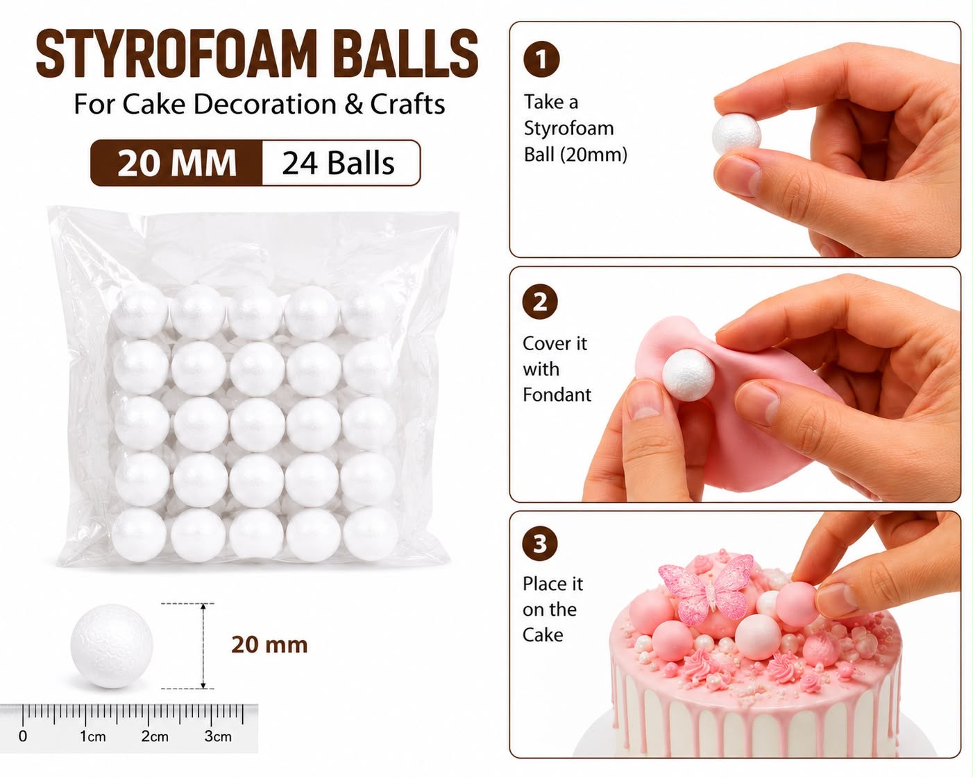 Styrofoam Balls 20mm ( 24 Balls)