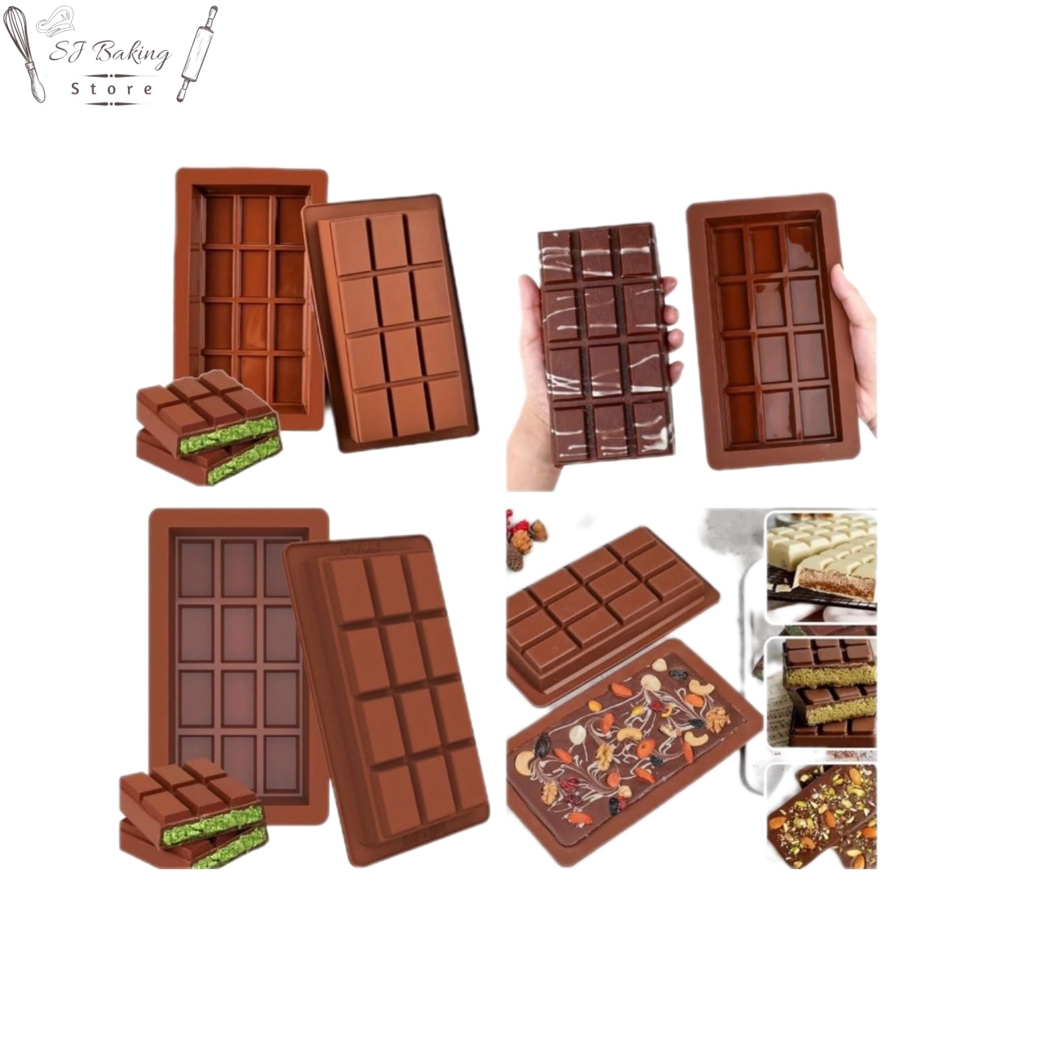 Heavy Deep Chocolate Bar Silicone Mold (design 2)