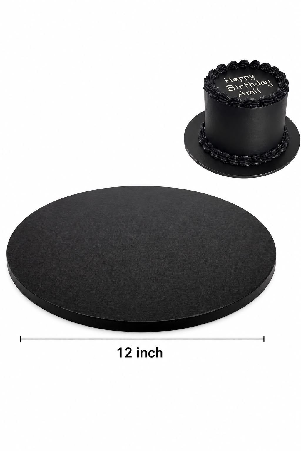 12inch Black Round Normal Cake Base