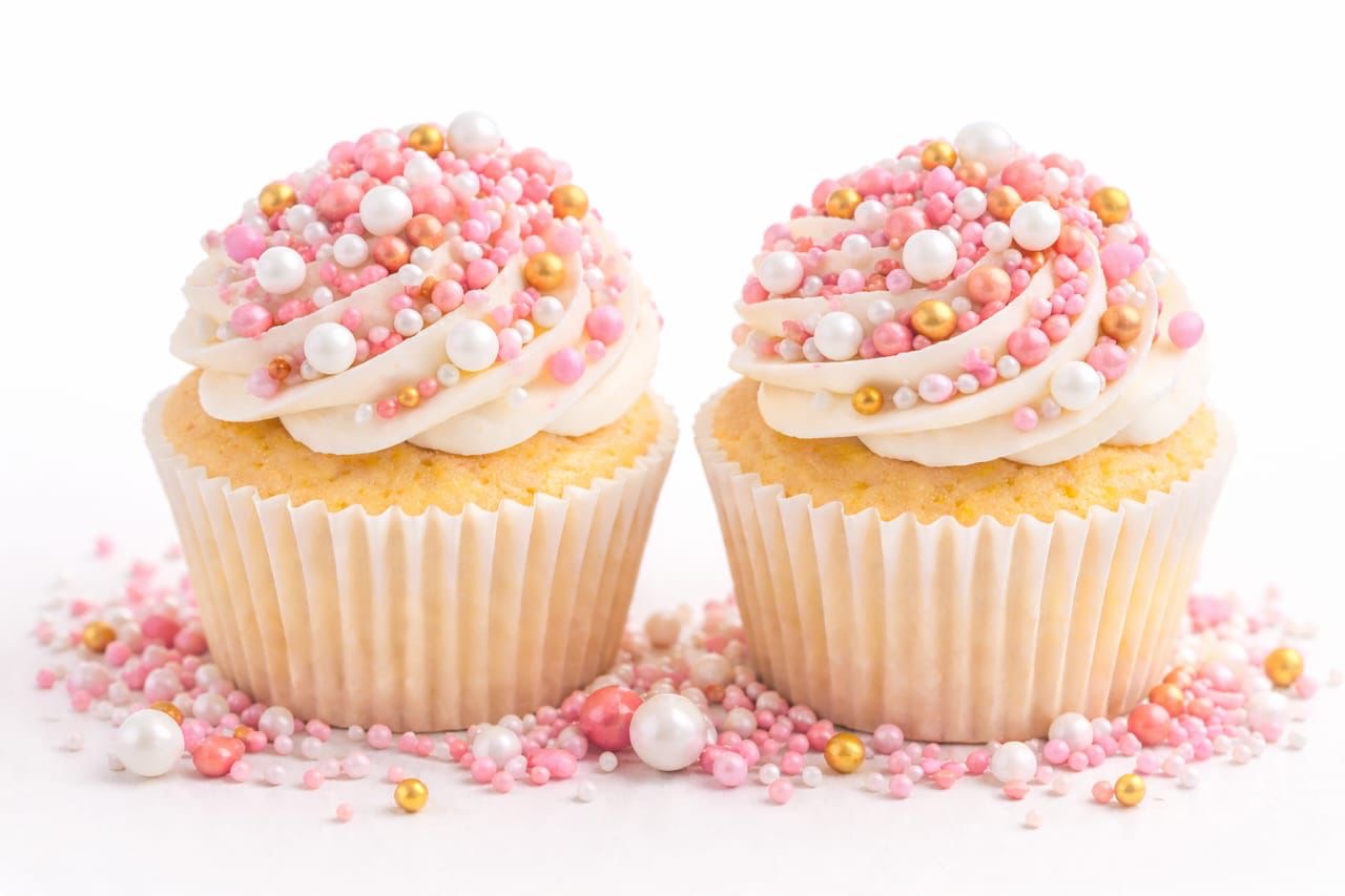 Premium Imported Edible Pink,White & Golden Sprinkles Mix - Shiny & Elegant Touch (25gm)