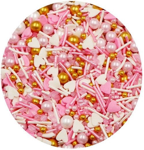 Premium Imported Edible Pink,White & Golden Sprinkles Mix - Shiny & Elegant Touch (25gm)