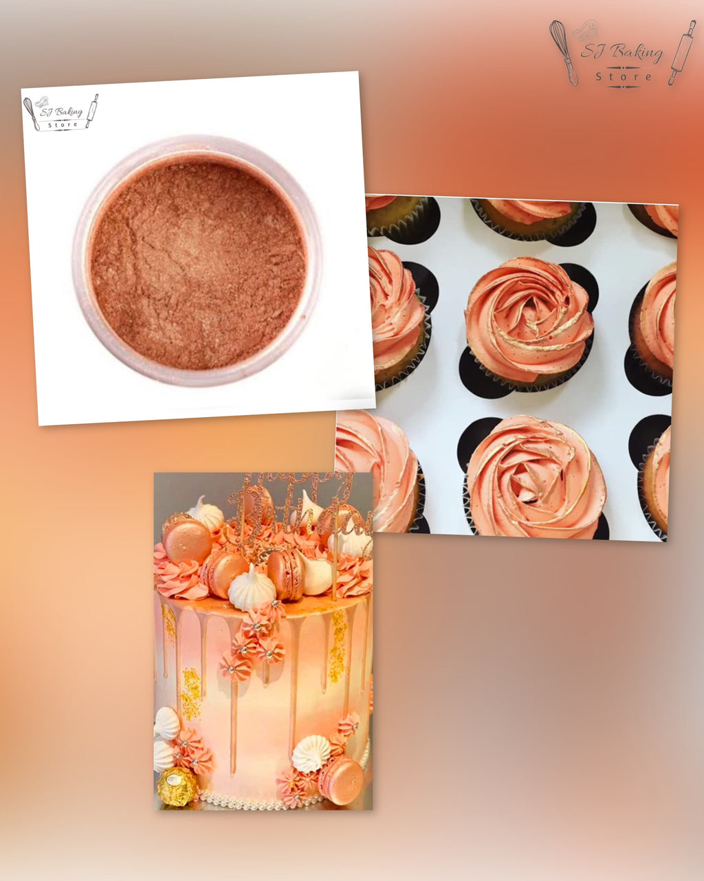 Edible Orange Gliter For Cake Decoration