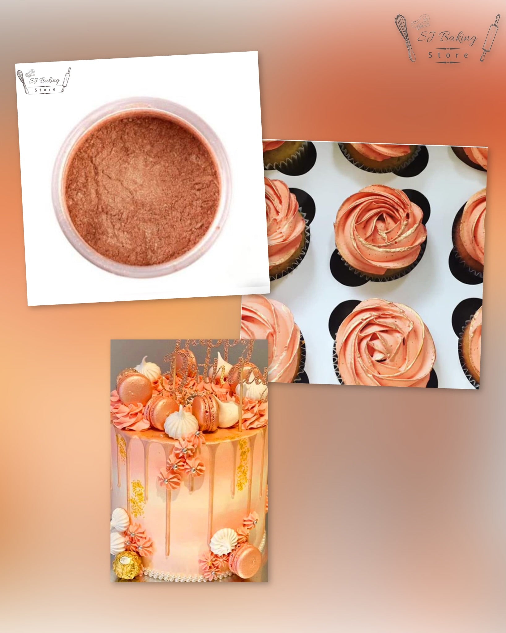 Edible Orange Gliter For Cake Decoration