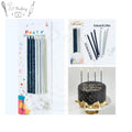 Black & Silver Straight Birthday Candles For Cake Decoration