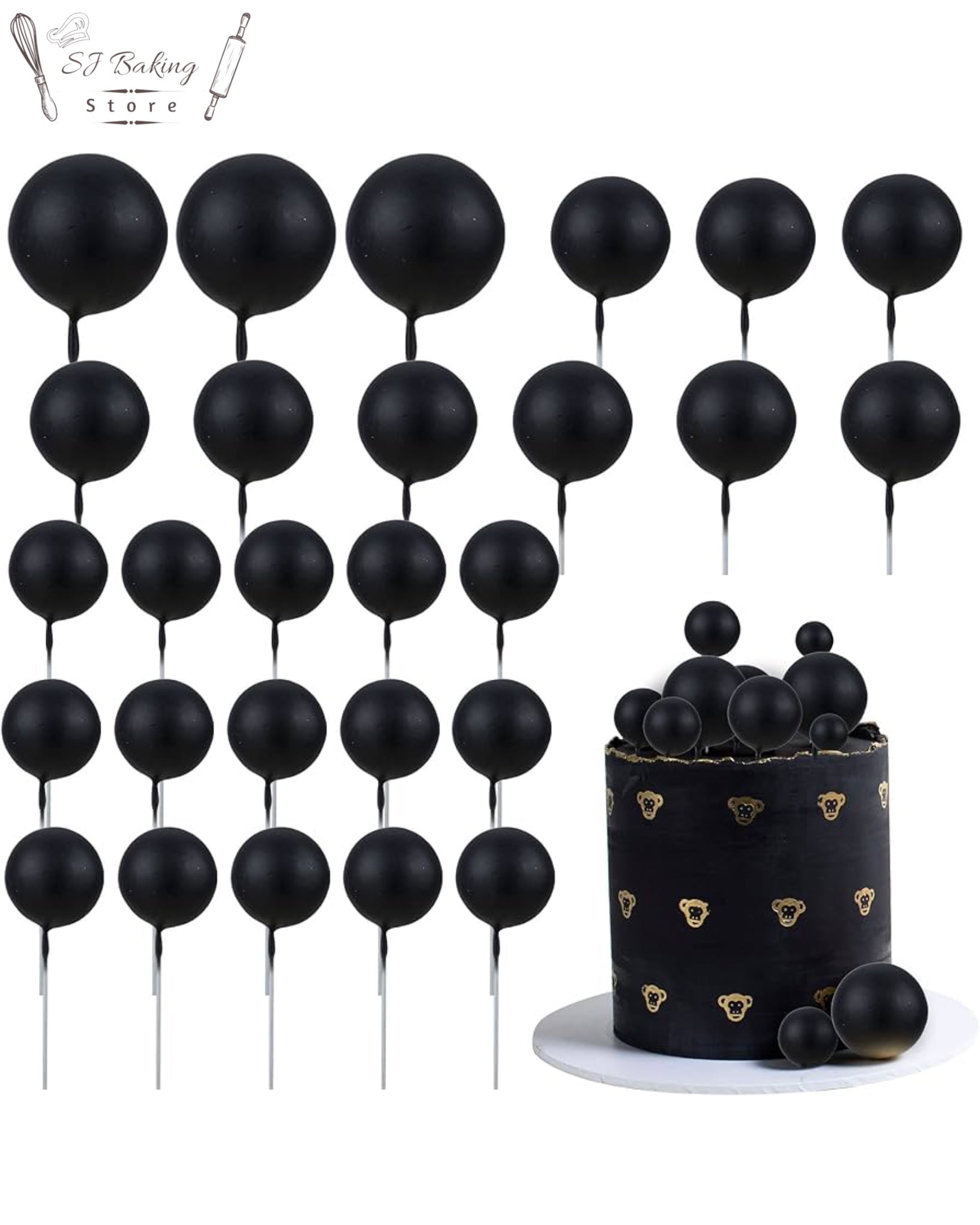 Black Color Faux Balls