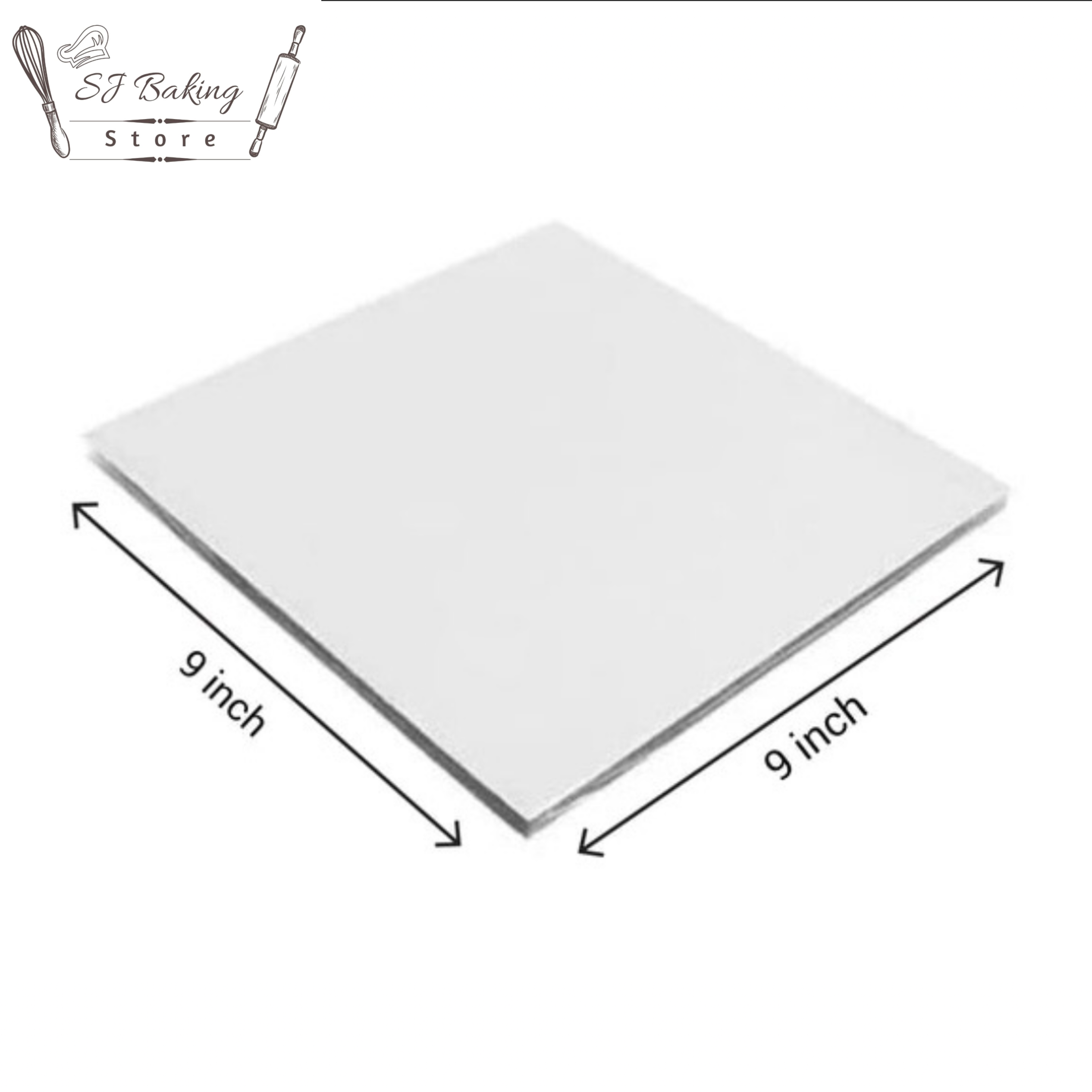 9 Inch White Sqaure Cake Base