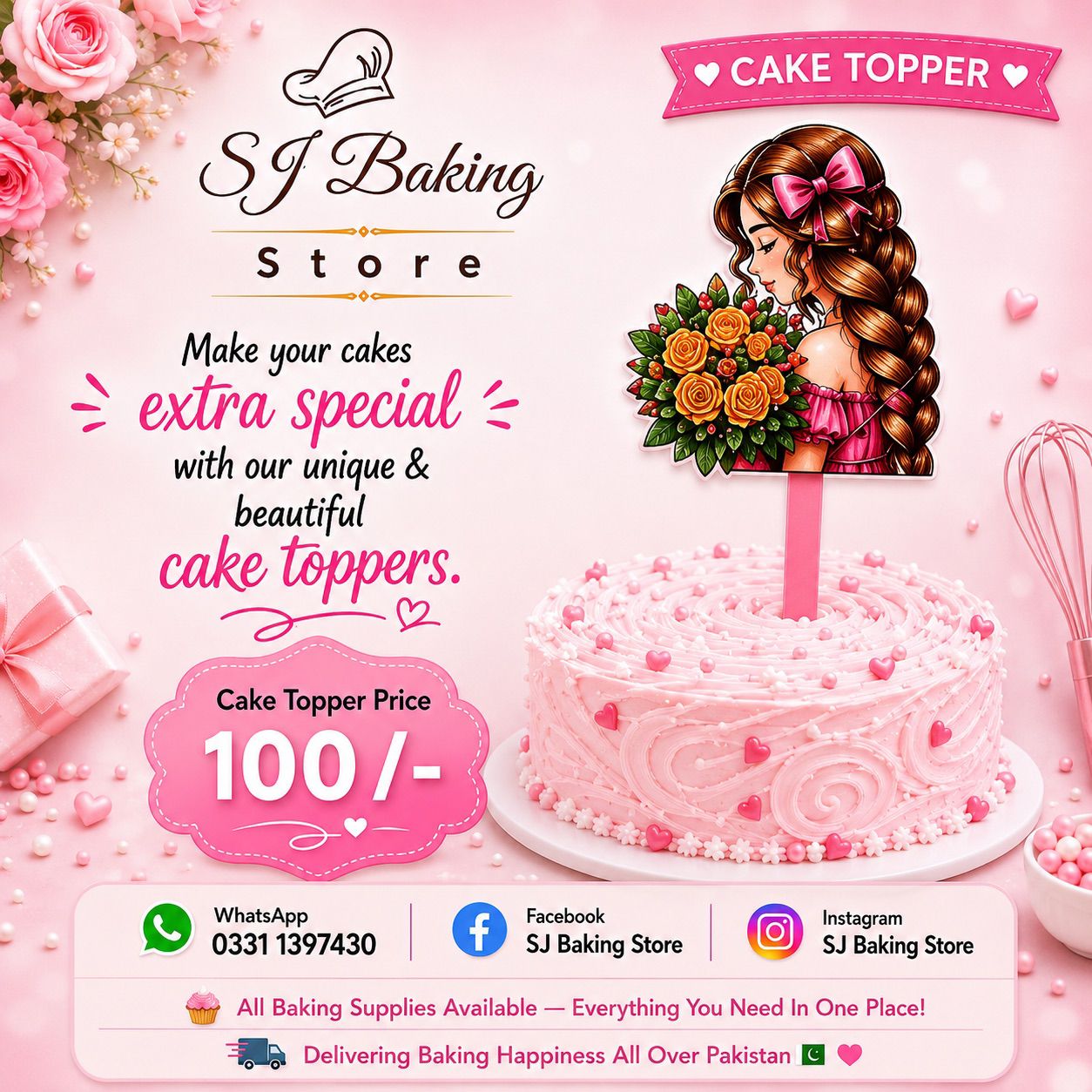 Girl Cake Topper (Design 1)