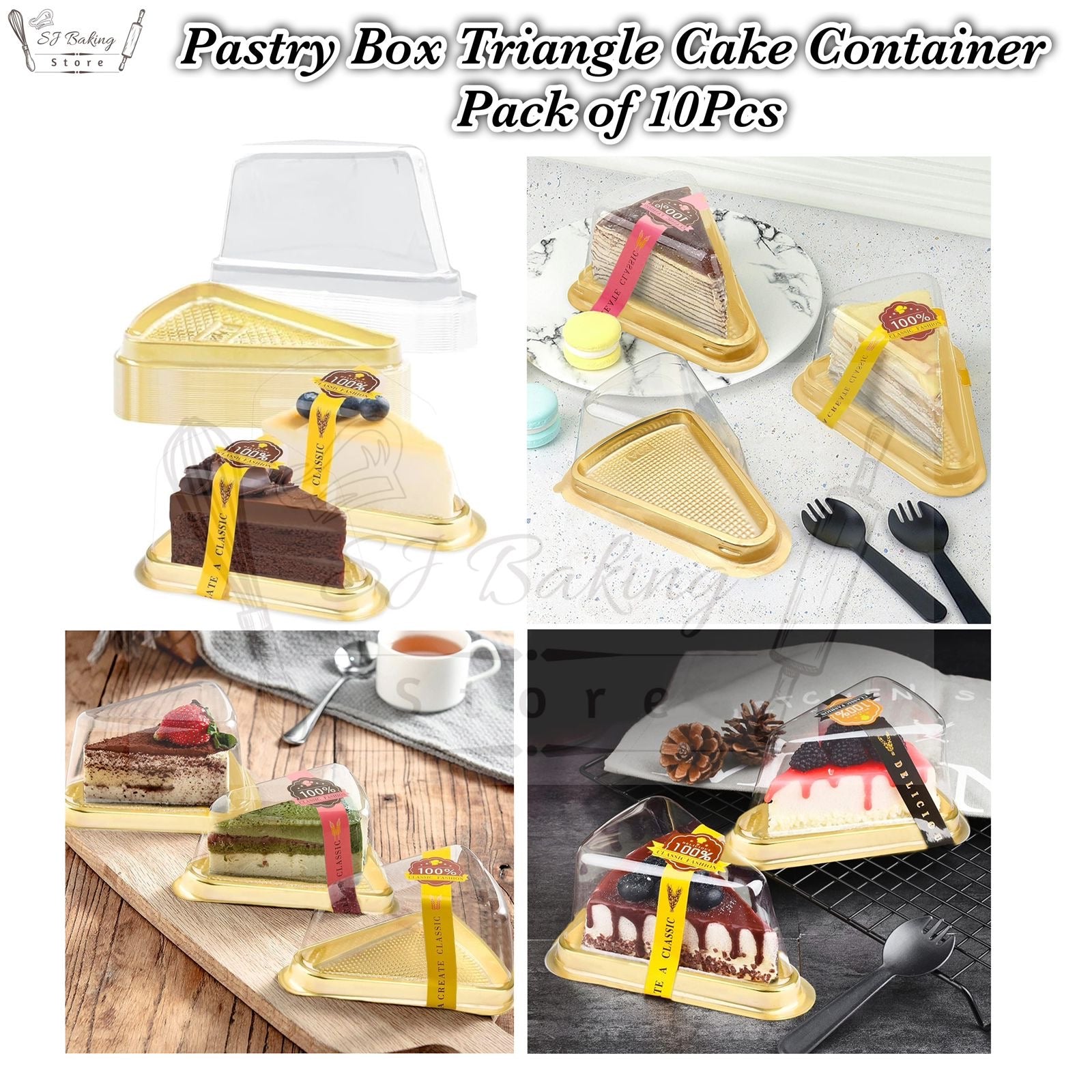 Pastry Box Triangle Cake Container- Pack of 10 Pieces