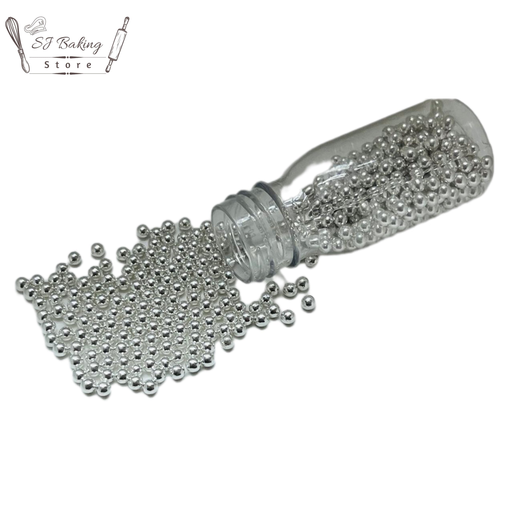 4MM Edible Silver Super Shine Pearls (25gm)