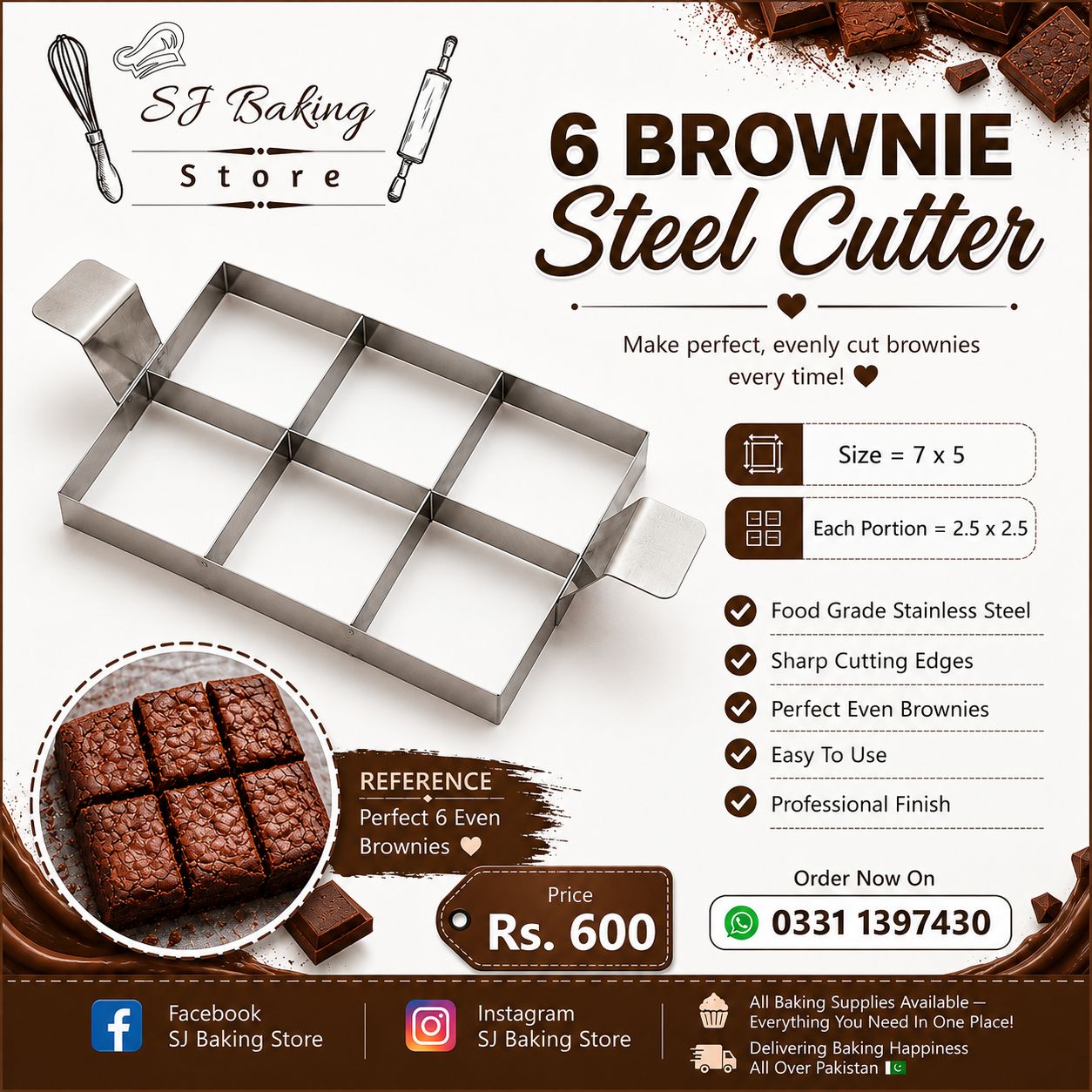 6 brownie Steel cutter