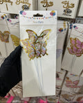 3D Multi & Gold Wire Butterflies Pack of 6Pcs