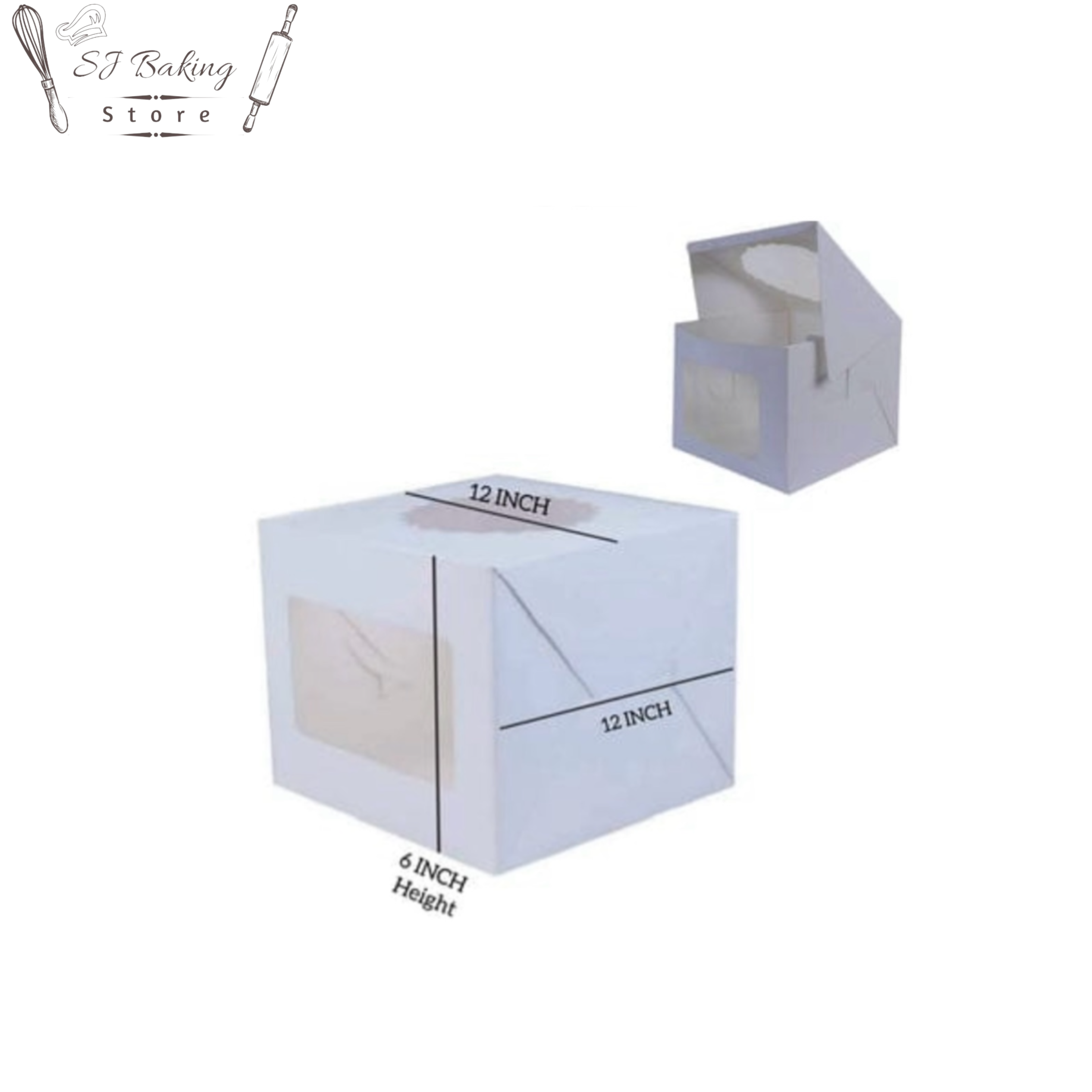 12*12*6 White Window Cake Box