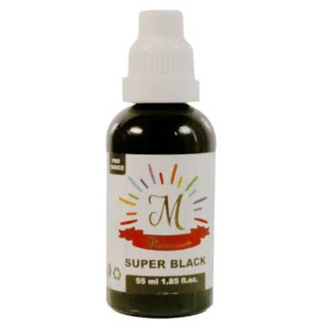 Bottle of Millennium Super Black Colour with a label on a digital platform.