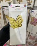 3D Yellow & Gold Wire Butterflies Pack of 6Pcs