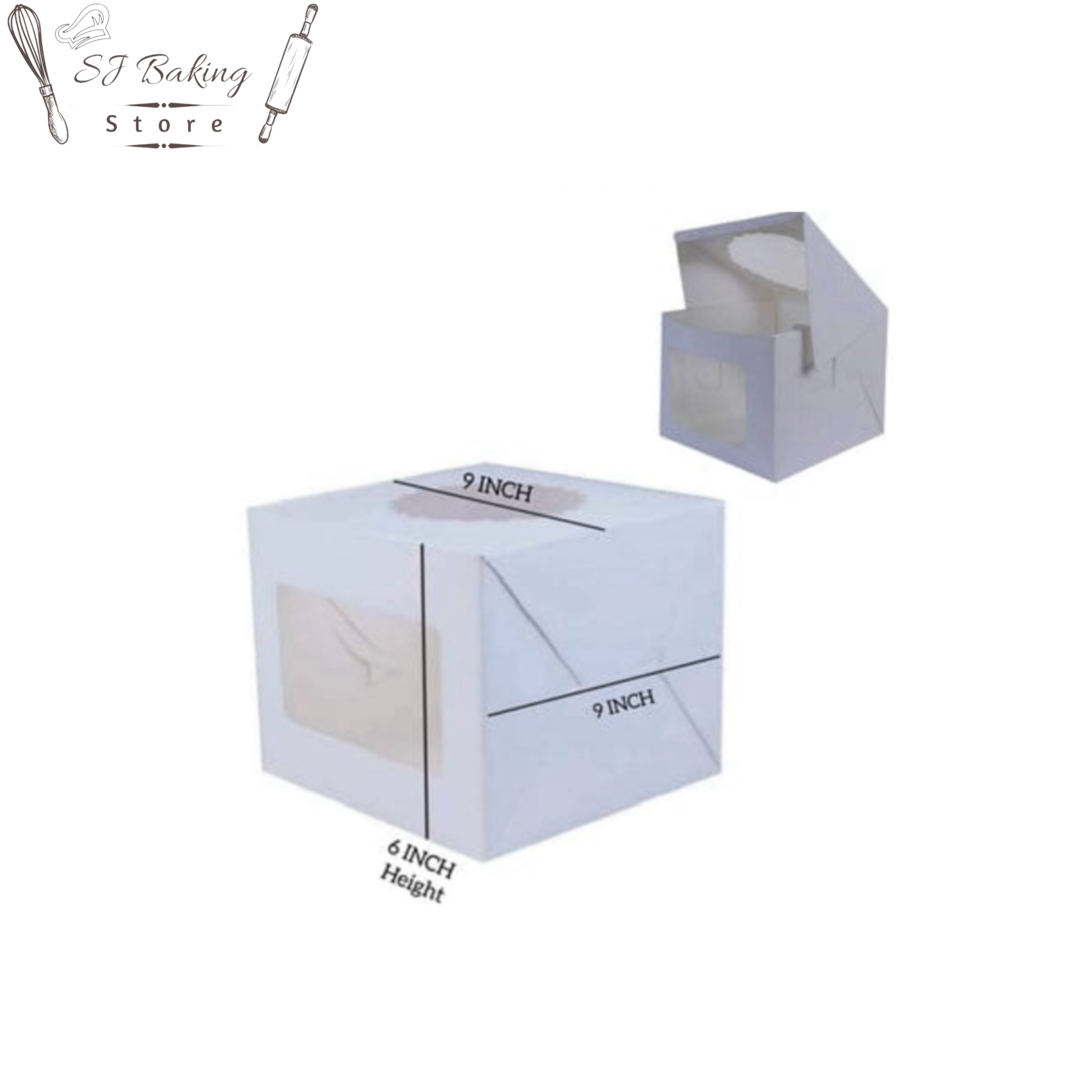 9*9*6 White Window Cake Box