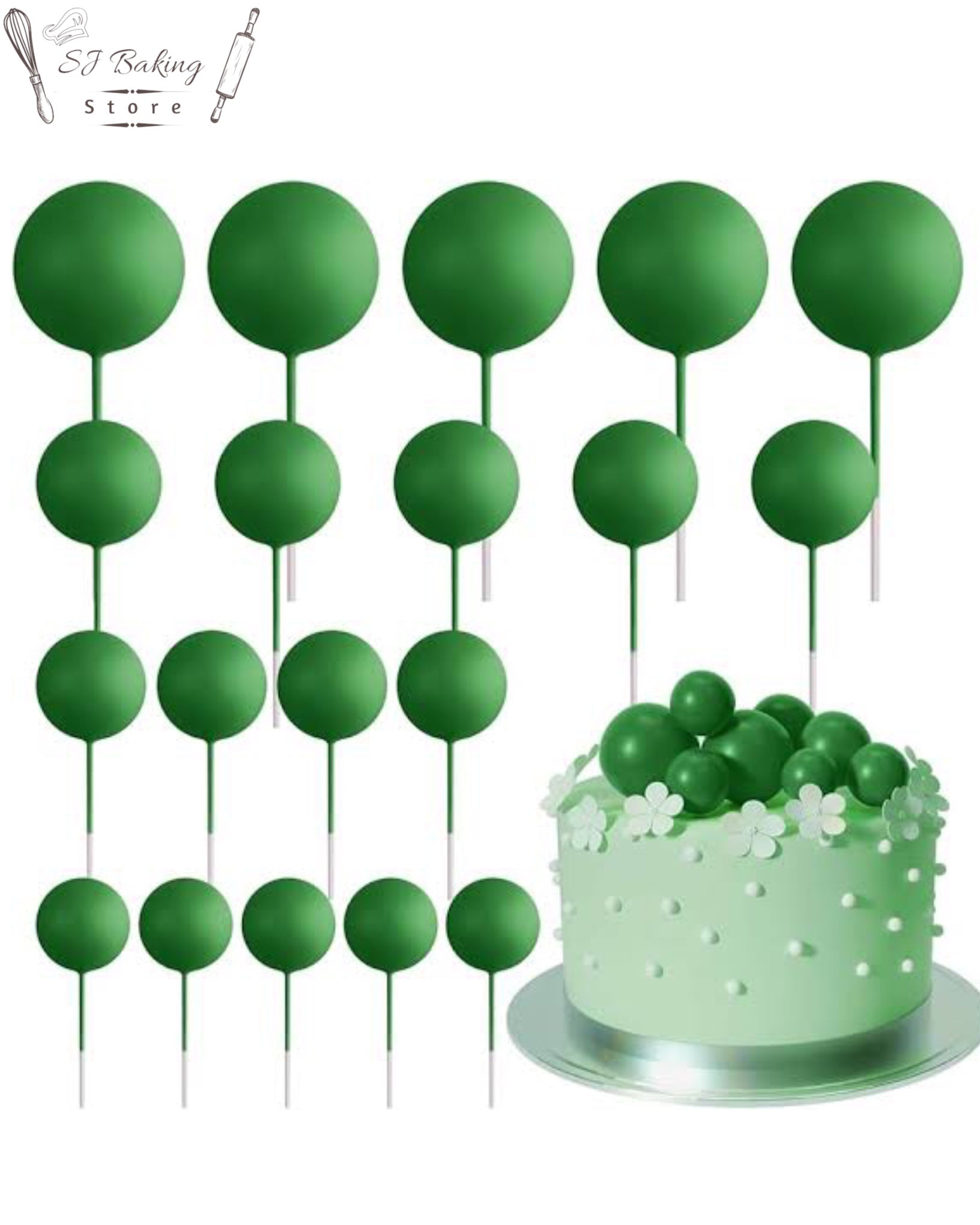 Green Color Faux Balls