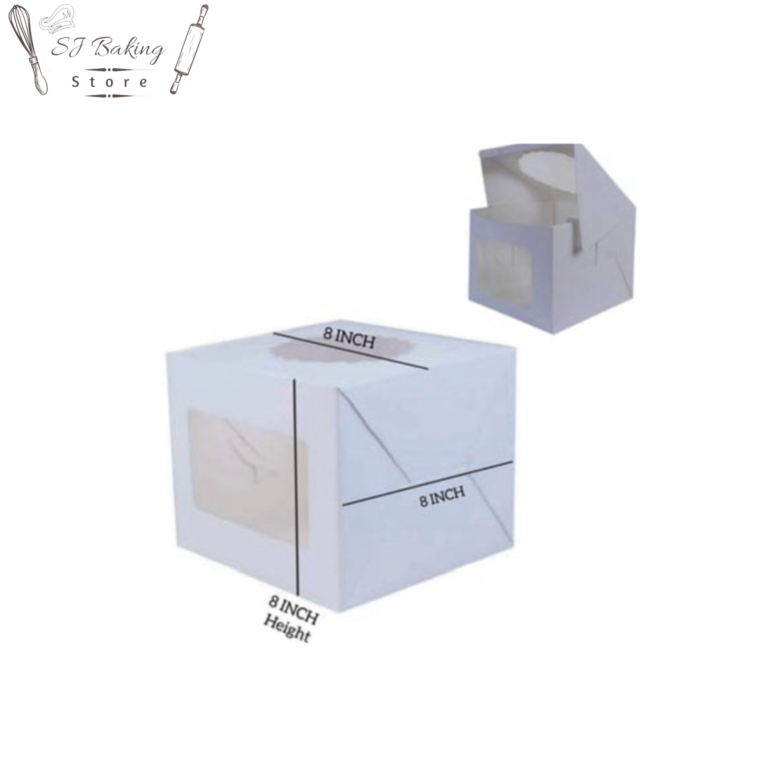 8*8*8 White Window Cake Box