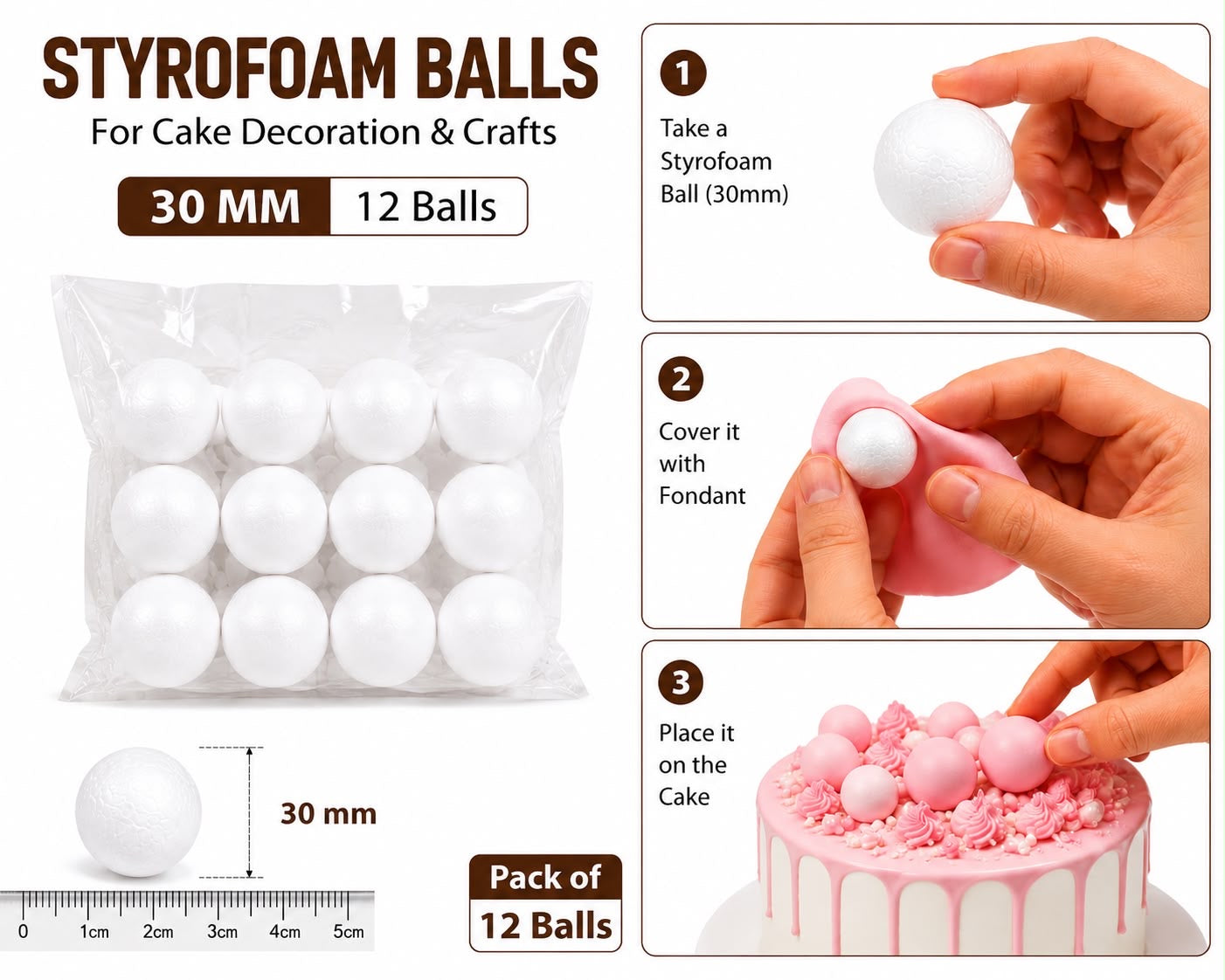 Styrofoam Balls 30mm ( 12 Balls)